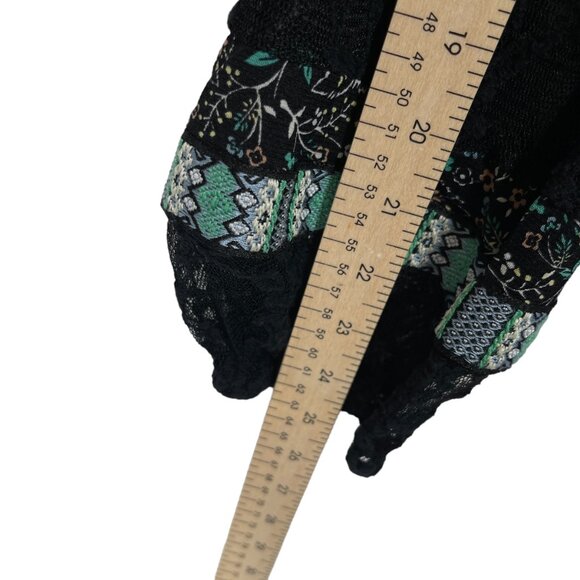 Style & Co Top Blouse XXL Black Blue Floral Embroidered Lace Boho Peasant - Picture 9 of 10